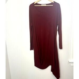 Peruvian Connection Burnt Red Asymmetrical Scoop Neck Dress XL